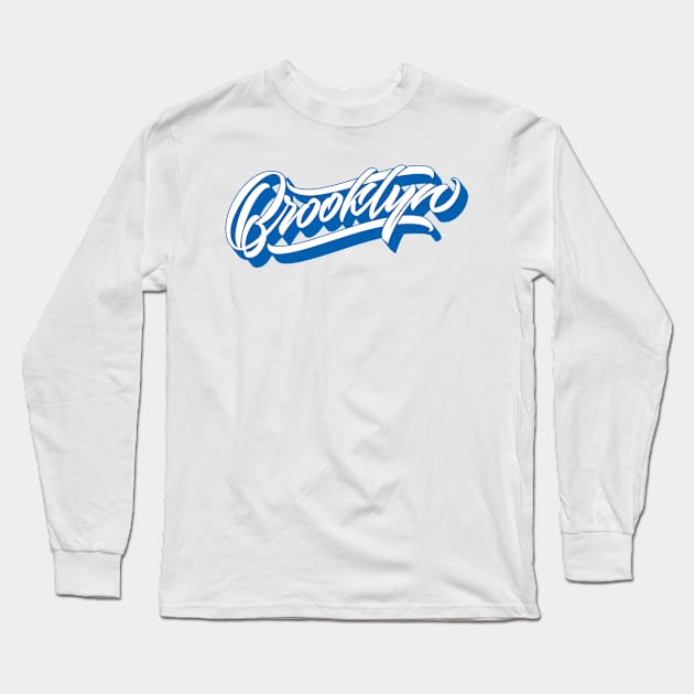 Brooklyn hand made original lettering in blue Long Sleeve T-Shirt by Already Original